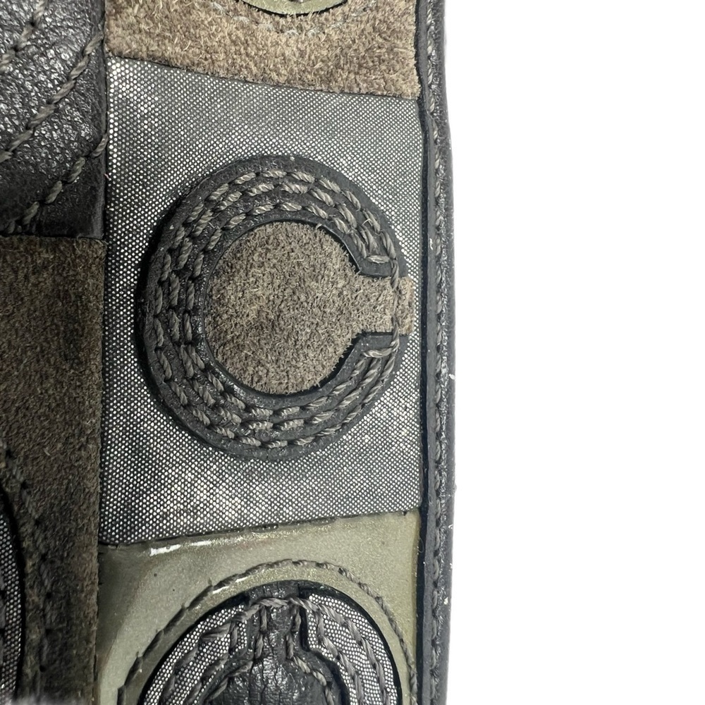 Coach Suede and Leather Pathwork Oversized Wristlet Bag - Picture 7 of 10